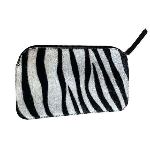 Paule Ka Zebra Print Pony Hair Clutch Purse Pouch - Picture 2 of 4